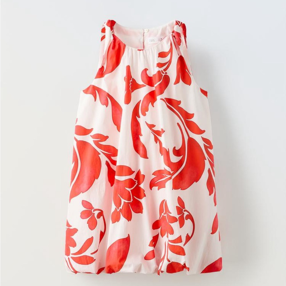 Zara Red and White Floral Dress
